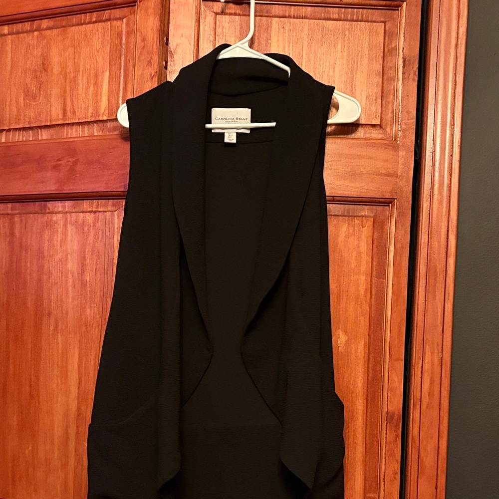 Carolina Belle Black Sleeveless Draped Vest